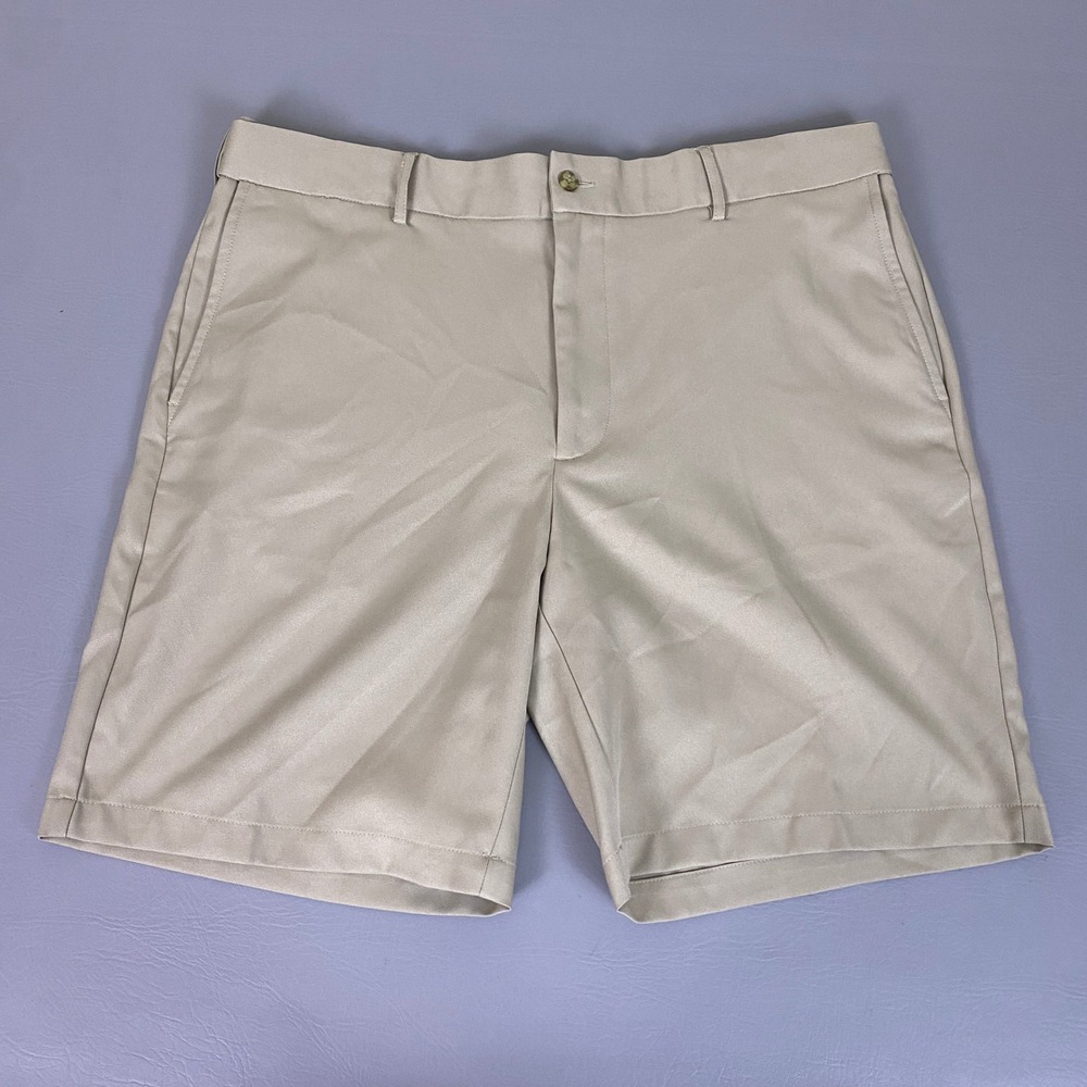 Grand Slam Performance Golf Shorts Men's Size 40 Khaki Beige Flat Front Athletic